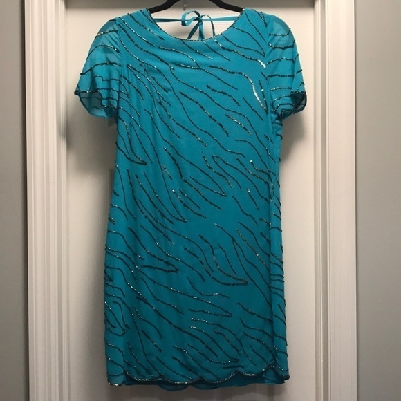 Sanctuary Dresses & Skirts - Sanctuary Pretty Blue Fancy Scallop Beaded Dress